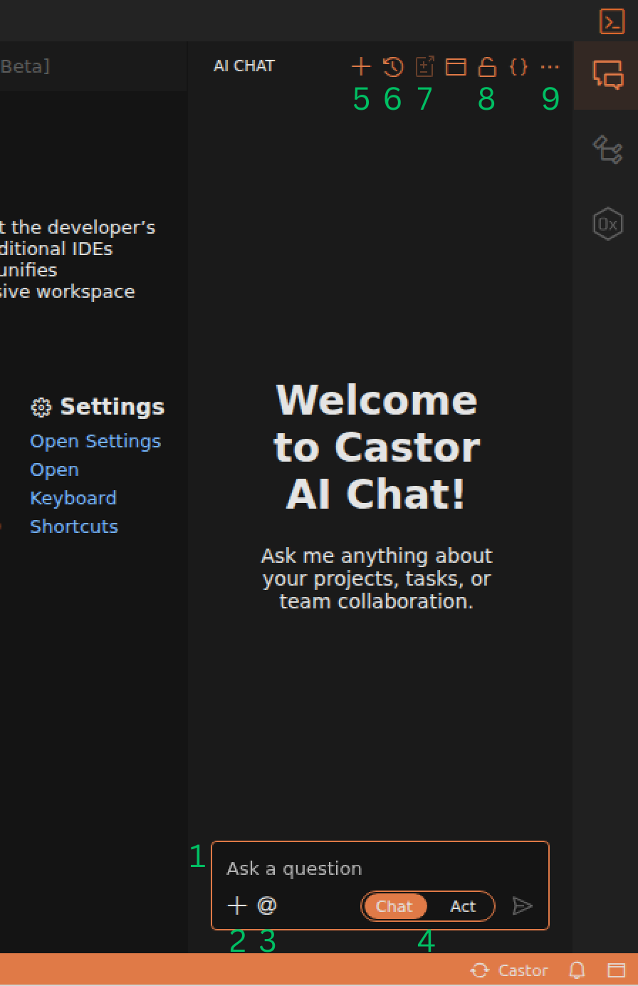 AI Chat Interface with numbered components